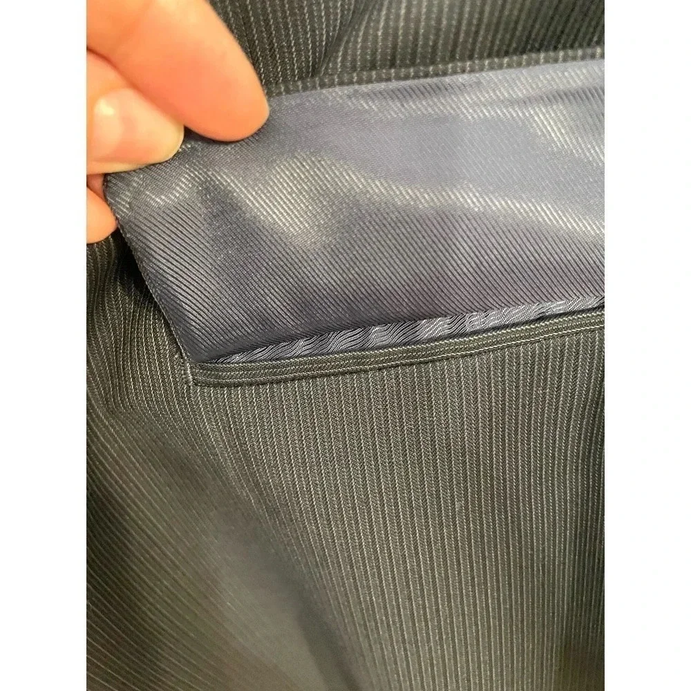 Calvin Klein | Men’s Black Gray Pinstripe Two Button Suit Jacket Blazer 44L